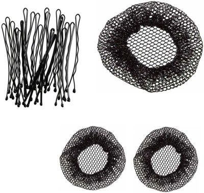 Sharum Crafts 24 Bobby Hair Pin, 1Pc Juda Net Cover & 2pc Juda Net Cover Hair Accessory Set(Black)