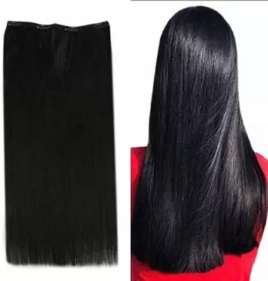 shiv sakti 5 Clip based Synthetic  Extension Black Color-24 inches Hair Extension