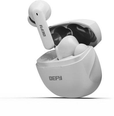 DEFY GravityZ with upto 50 Hours Playback 4 Mic ENC 13mm Drivers Turbo Mode Bluetooth HeadsetWhite Purity In the Ear