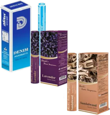 SHASHI Incense Stick / Agarbatti 3 in 1 Premium Combo Pack Denime (pack of 12), Sandalwood(Pack of 6), Lavender(Pack of 6)(24 Units, Set of 24)