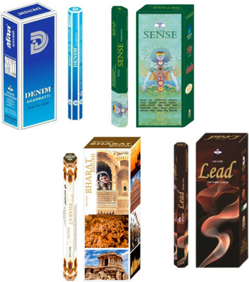 SHASHI Combo Pack (Denim|Lead|Bharatbhumi|Sense) Incense stick /Agarbatti Denim,Sense,Lead,Bharat Bhumi (Each Hexa Pack of 6)(260 Units, Set of 4)