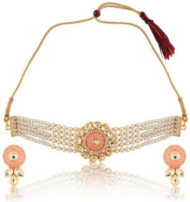 Arti creations Alloy Gold-plated White, Orange Jewellery Set(Pack of 1)