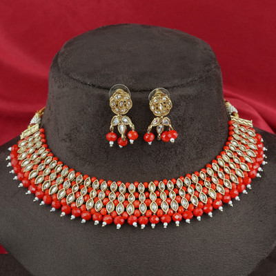 Orbis Alloy Gold-plated Red, Gold, White Jewellery Set(Pack of 1)