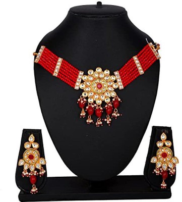 SADHANA COLLECTION Alloy Gold-plated Red, Gold, White Jewellery Set(Pack of 1)