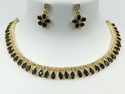 PBM CREATIONS Copper Gold-plated Gold, Black, White Jewellery Set(Pack of 1)