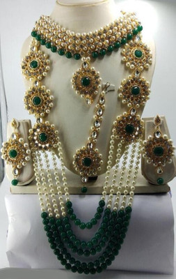 Dhirajart Alloy Gold-plated Green Jewellery Set(Pack of 1)