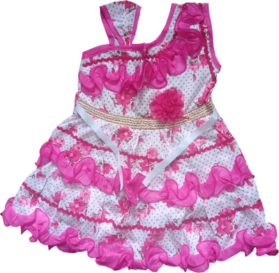 Bikram Baby Girls Midi/Knee Length Casual Dress(Multicolor, Sleeveless)