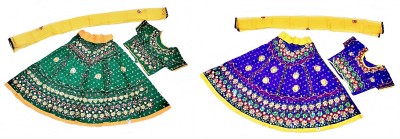 YK KiKu Girls Lehenga Choli Ethnic Wear Embroidered Lehenga, Choli and Dupatta Set(Multicolor, Pack of 2)