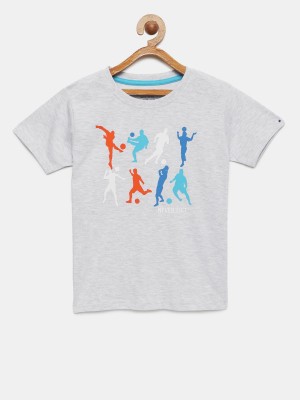Mackly Boys Graphic Print Pure Cotton T Shirt(Grey, Pack of 1)