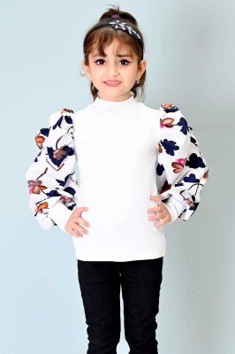 kareena fashion Girls Casual Cotton Blend Top(White, Pack of 1)