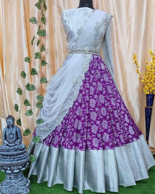 MR Y Self Design Semi Stitched Lehenga Choli(Purple)