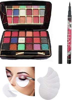 J & F 18 Colors Eye shadow Palette,36 Hours Gel Eyeliner , Eye shadow Shield Patches