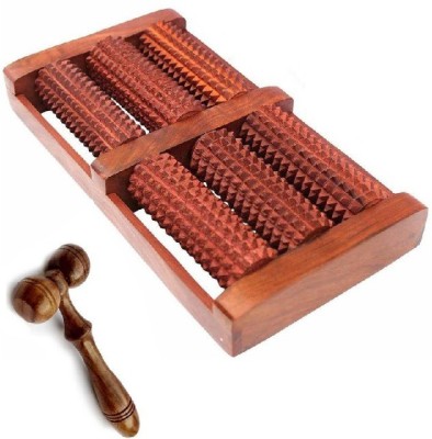 Vigeeyan VG- 40024 Wooden (Sheesham ) foot 6 roller and wooden revolving Face roller Massager(Brown)