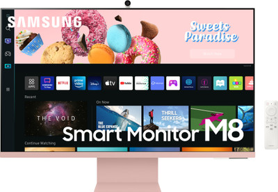 SAMSUNG M8 32 inch 4K Ultra HD VA Panel with embedded TV Apps, Multiple Voice Assistants, Smart Home Controls, Inbuilt Slim Fit Camera with Auto Face Tracking & Zoom & 2.2 CH Inbuilt Speaker Iconic Slim Smart Monitor (LS32BM80PUWXXL)(Response Time: 4 ms, 60 Hz Refresh Rate)