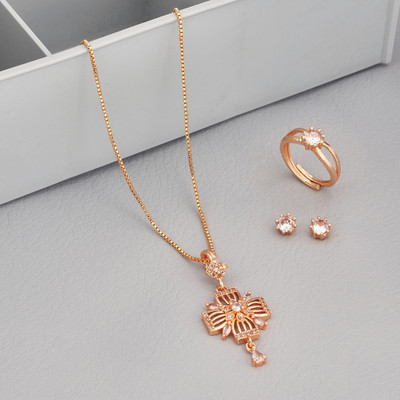 Radheshyam Creation Alloy Gold-plated Rose Gold Jewellery Set(Pack of 4)