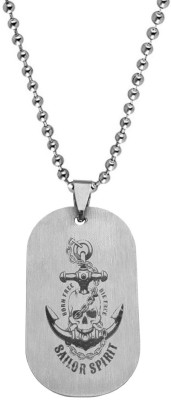 Shiv Jagdamba Wheel Ship Anchor and Rope Skull Head Pendant Necklace Chain Sterling Silver Stainless Steel Pendant