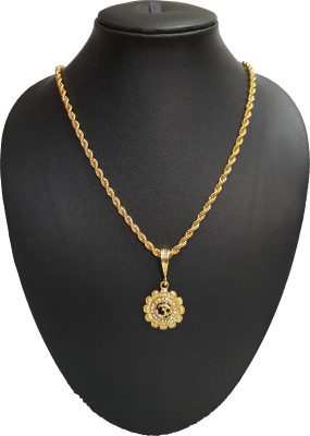 Pihoo Enterprise OM Round Flower & Rasha chain Gold-plated Diamond Alloy Pendant