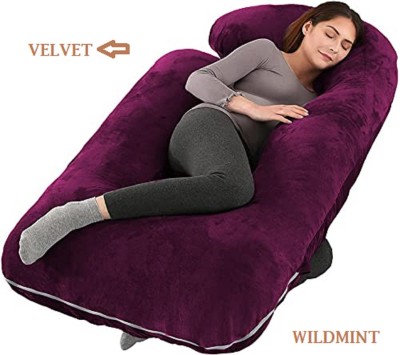 WILD MINT J Shape Polyester Fibre Solid Pregnancy Pillow Pack of 1(WINE)