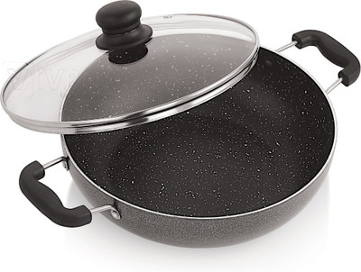 iVBOX Eco-Plus 260mm Induction-Bottom Non-Stick with Glass Lid Kadhai 26 cm diameter with Lid 3 L capacity(Aluminium, Non-stick, Induction Bottom)