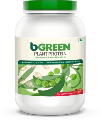 bGreen by HealthKart Vegan Plant Protein Powder, 25 g Protein, for Muscle Gain & Repair Plant-Based Protein(1 kg, Strawberry)