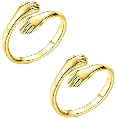 Kipozy Adjustable Inspirational Romantic Couple Hug Rings Metal Gold Plated Ring