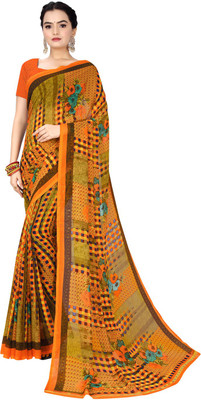 Saadhvi Floral Print Bandhani Georgette Saree(Multicolor)