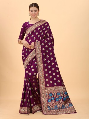 SATYAM WEAVES Woven Banarasi Cotton Silk Saree(Multicolor)