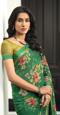 PHORIA STYLE Woven Daily Wear Georgette, Chiffon Saree(Green)