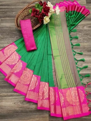 VRINDITA FASHION Self Design, Woven Banarasi Art Silk, Cotton Silk Saree(Green)