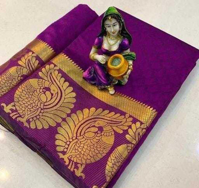 BHOLEBABA CREATION Woven Banarasi Tussar Silk Saree(Purple)