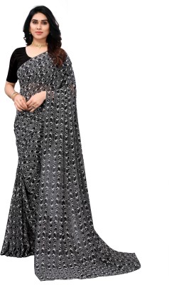 SHREE RADHEY FASHION Printed Bollywood Georgette Saree(Black)