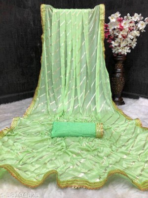 HARIKRISHNAM Striped Bollywood Lycra Blend Saree(Green)