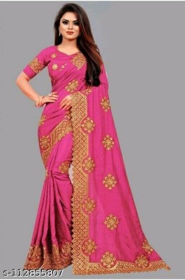 BEST ENTERPRISE Embroidered Bollywood Net Saree(Magenta)