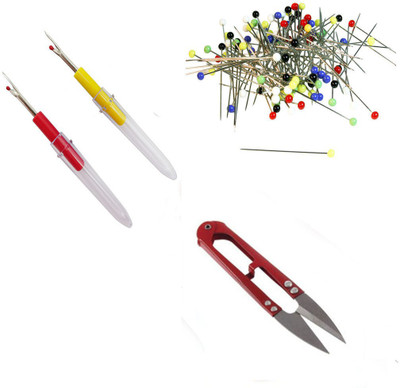 Crafts Haveli 3 Items Combo : 2 Seam Ripper, 1 Thread Cutter & Round Head Pin Sewing Kit