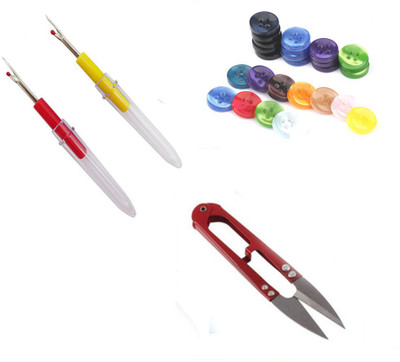 Crafts Haveli 3 Items Combo : 2 Seam Ripper, 1 Thread Cutter & 20 Multi Button Sewing Kit