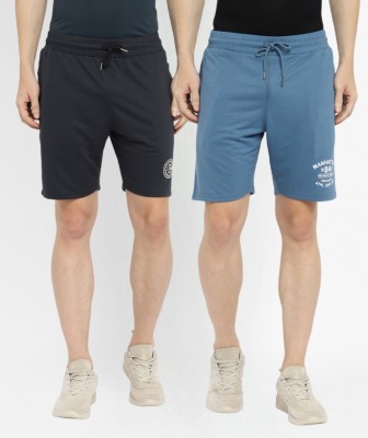 METRONAUT Solid Men Grey, Blue Bermuda Shorts, Basic Shorts, Regular Shorts, Casual Shorts