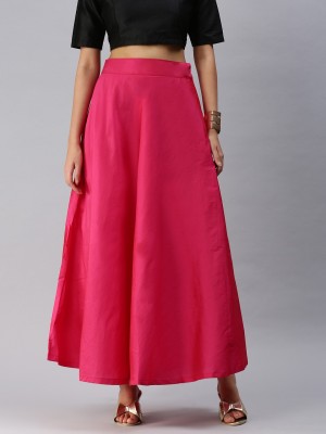 De Moza Solid Women Regular Pink Skirt