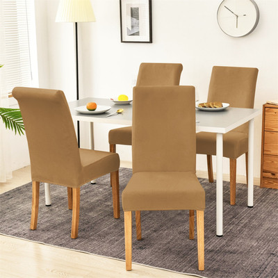 DECORIAN Polycotton 1 Seater Chair Plain Cover(Pack of 4 Beige)