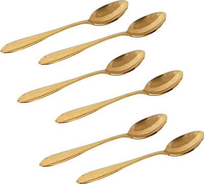 A & H ENTERPRISES Spoon Set for Dining Table Brass Set of 6 pieces Plain Design Daily Use Brass Table Spoon Set(Pack of 6)