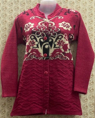 Jinal Embroidered Round Neck Casual Women Red Sweater