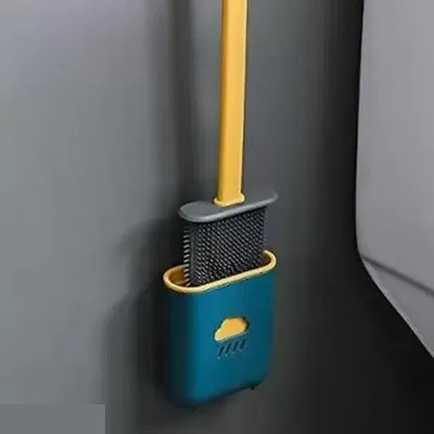 FLUZOV Silicone Toilet Brush with Holder Stand with Holder with Holder(Green)