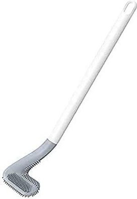 Planetone Long Handle Soft Silicone Bristle Clean Toilet Corner Easily PACK OF 1 with Holder(Multicolor)