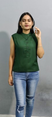 Vistrendzz Casual Solid Women Green Top