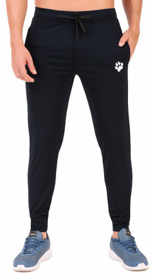 Wolf Runner Solid Men Black Track Pants