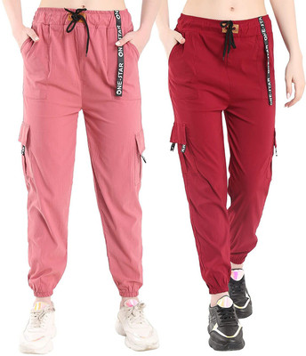 Aglobi Relaxed Women Pink, Maroon Trousers