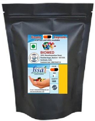 biomed Pharma raw materials size 0 Orange / Black Empty capsules(1000 No)