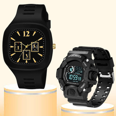 EDENSCOPE 4D-26 High Quality Attractive Model Silicone Strap Fancy Looking New Generation Black Analog-Digital Watch  - For Boys & Girls