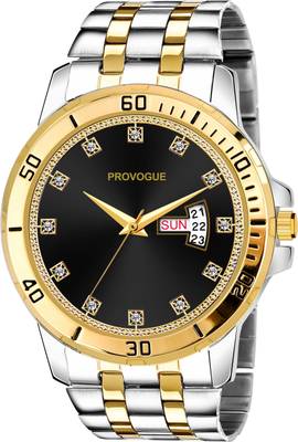 PROVOGUE PRV 212 BLACK Two Tone Working Day and Date Analog Watch