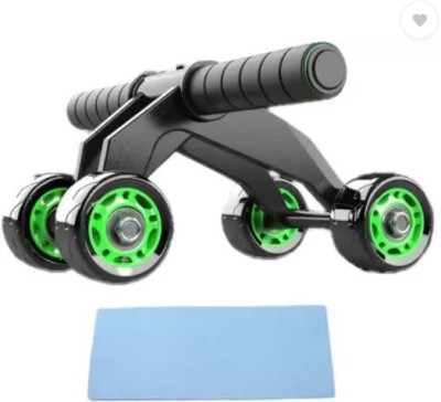 Owlix 4 Wheel Exercise Equipment with Knee Pad Mat Ab Exerciser Ab Exerciser(Black, Green)