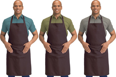 Blackpoll Polyester Home Use Apron - Free Size(Brown, Pack of 3)